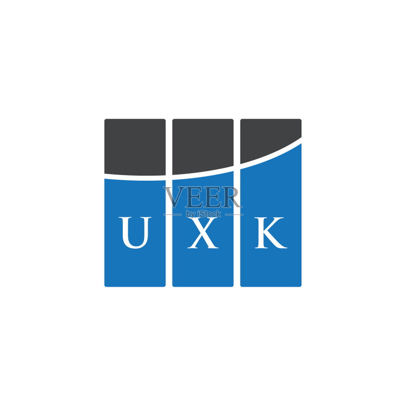 白色背景上的UXK字母logo设计图标素材