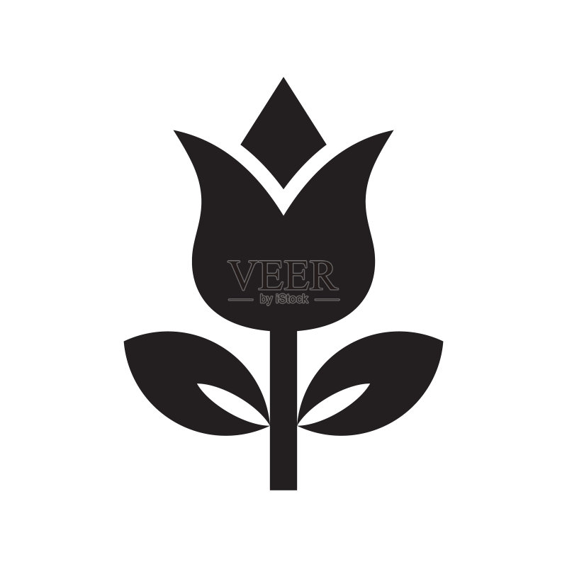 郁金香花朵图标剪影图标素材