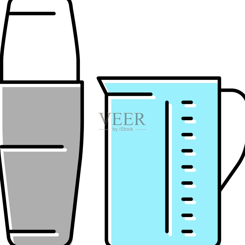 量杯和搅拌机制作咖啡鸡尾酒图标素材