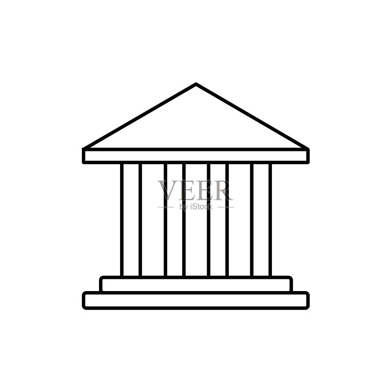 公共银行建筑大学或博物馆经典设计图标素材