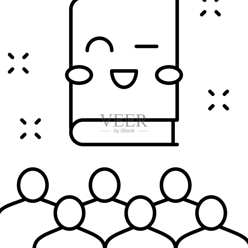 儿童图书馆娱乐项目线性图标图标素材