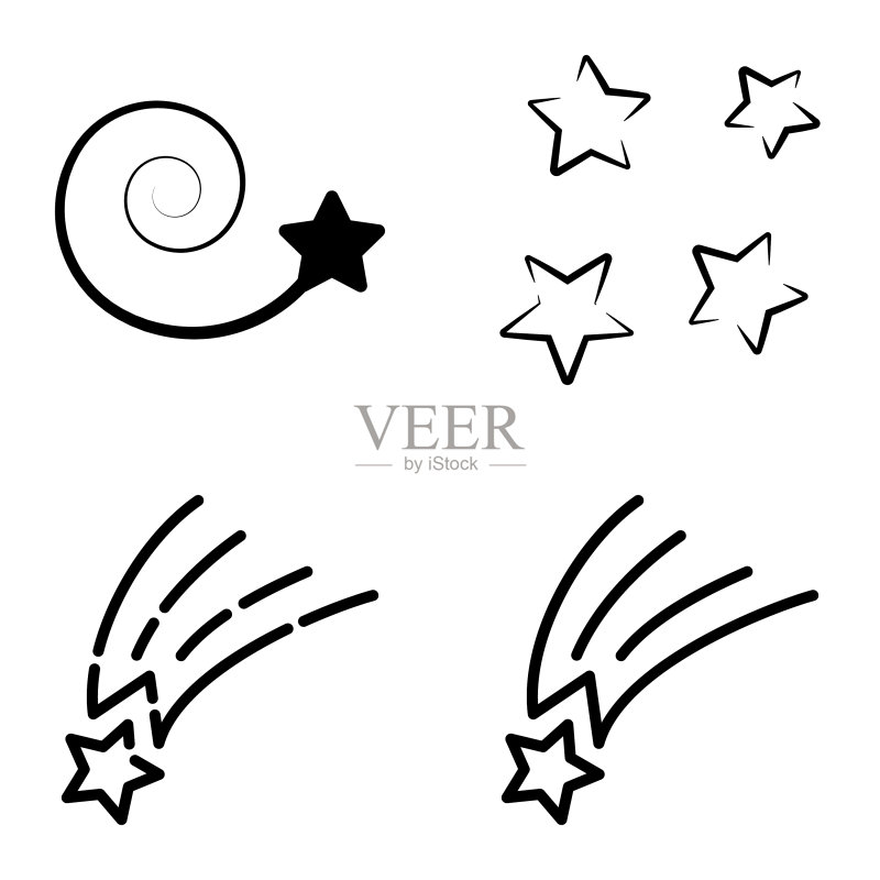 白色背景上的星空扁平图标图标素材