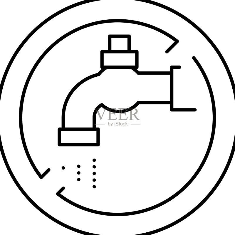 儿童安全禁止标志水龙头线条图标素材