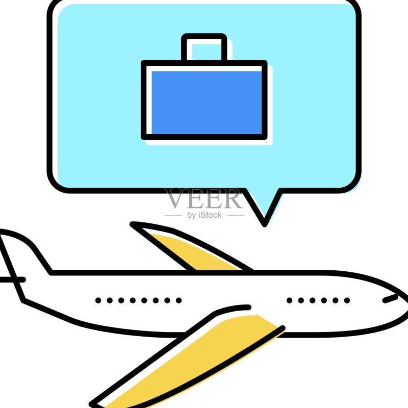 空中旅行和工作彩色图标图标素材