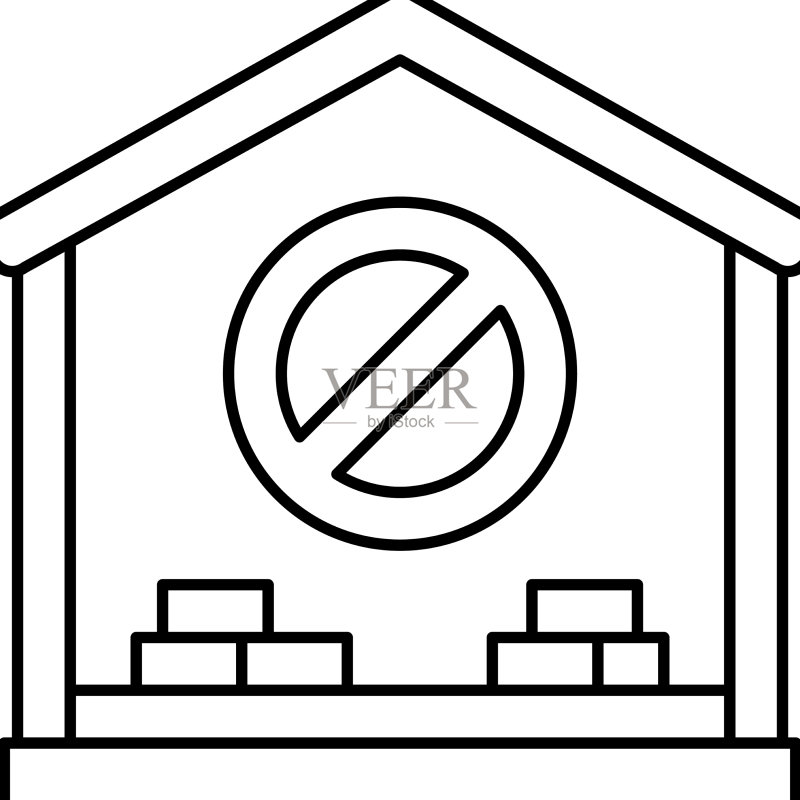 房屋拆迁内景线性图标图标素材
