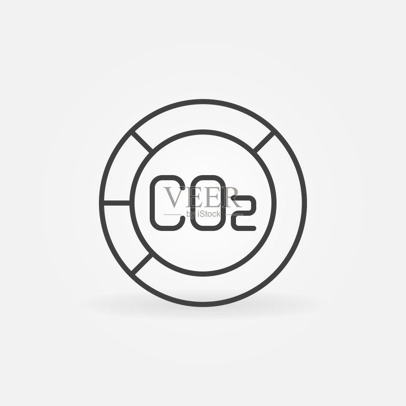 二氧化碳CO2饼图概念线条图标素材