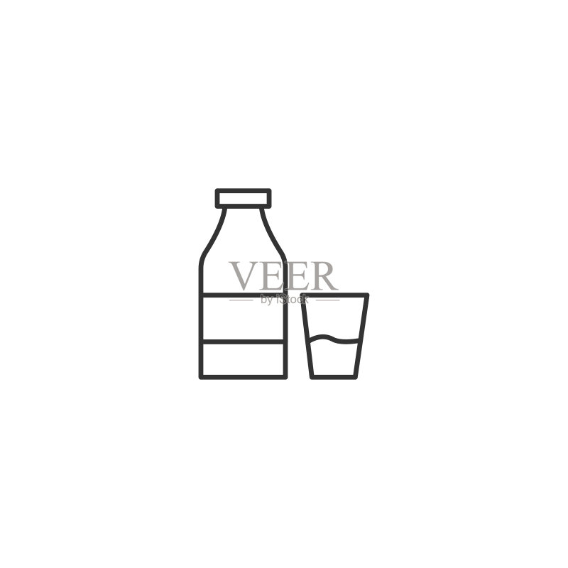 玻璃乳制品饮料牛奶瓶线条图标图标素材