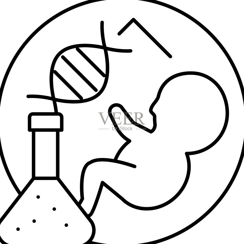 儿童出生基因线条图标图标素材