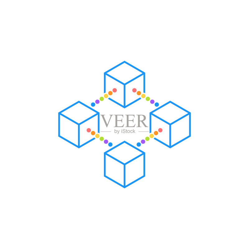 带点设计的线条图标立方体图标素材