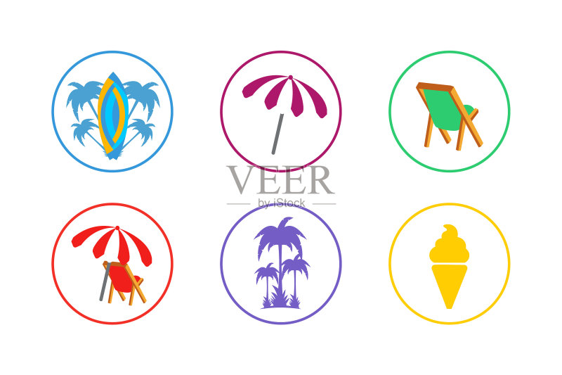 彩色夏季图标合集图标素材