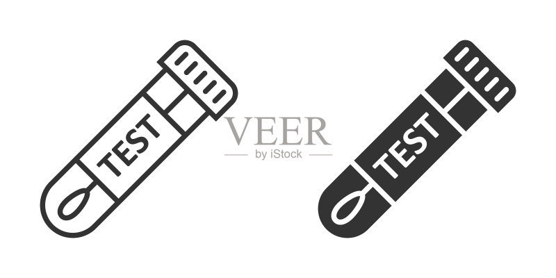 扁平风格的新型冠状病毒测试图标图标素材