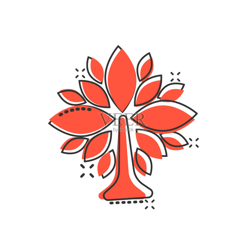 白色背景上的漫画风格植物卡通叶子图标图标素材