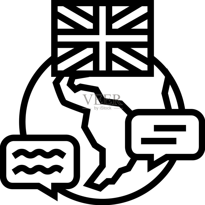 英语语言线性图标图标素材