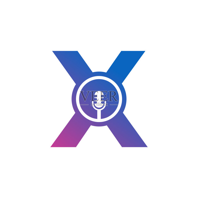 字母X播客录音标志图标素材