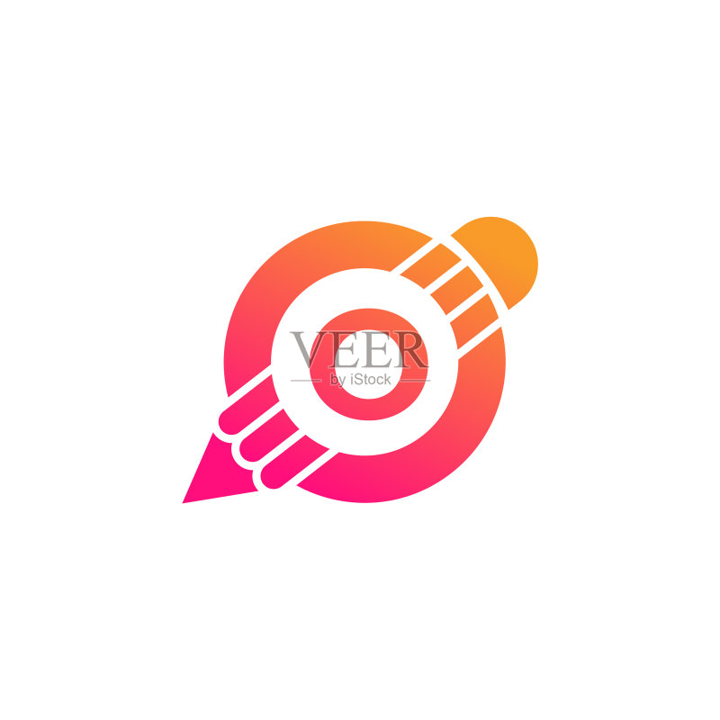 创意字母O铅笔圆形logo图标素材