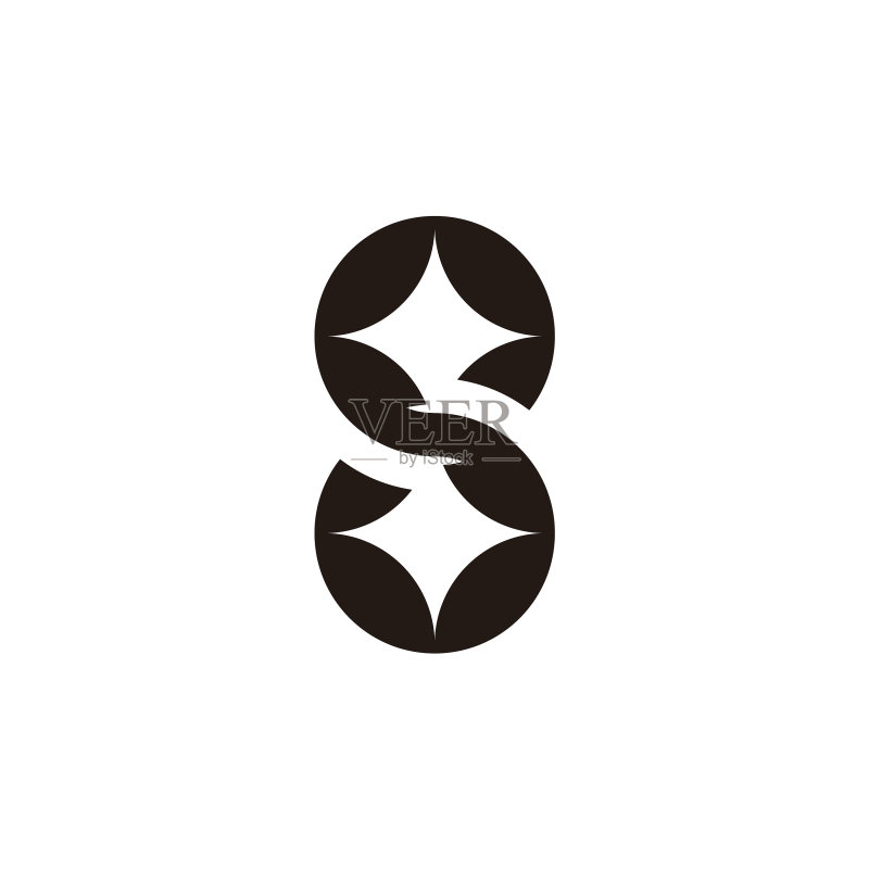 字母S闪耀星光几何负空间logo图标素材