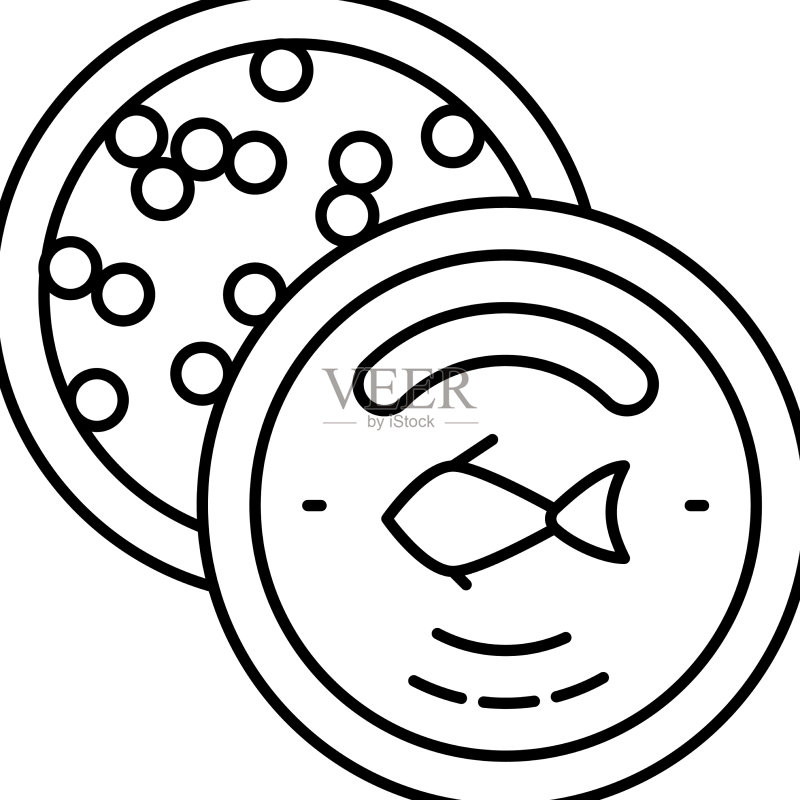 鱼子酱海鲜线性图标图标素材