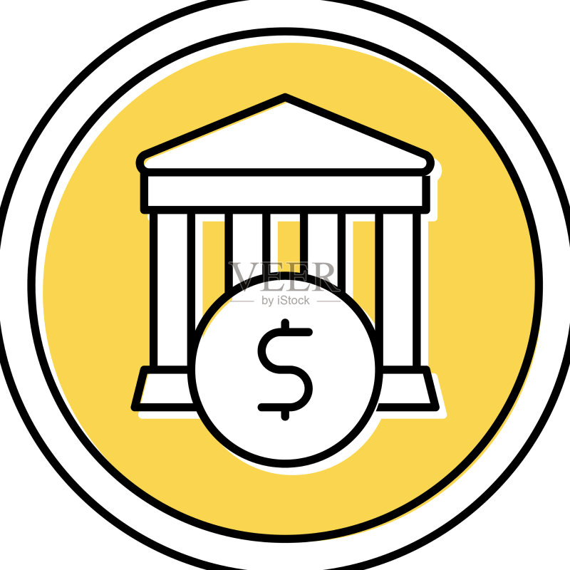 彩色银行金融大厦图标符号图标素材