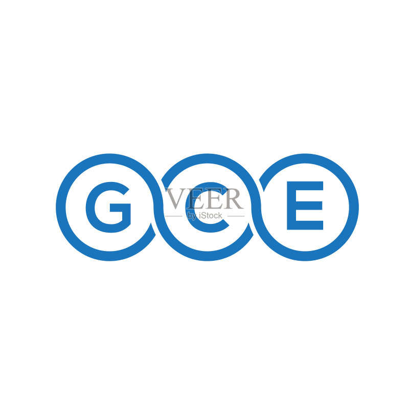 白色背景上的GCE字母标志设计图标素材