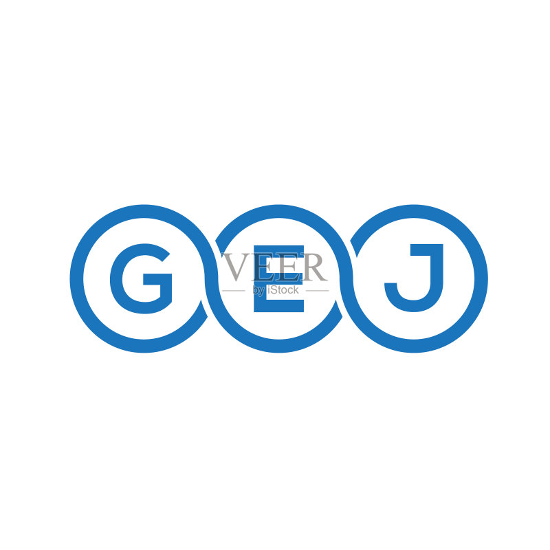 白色背景上的GEJ字母标志设计图标素材