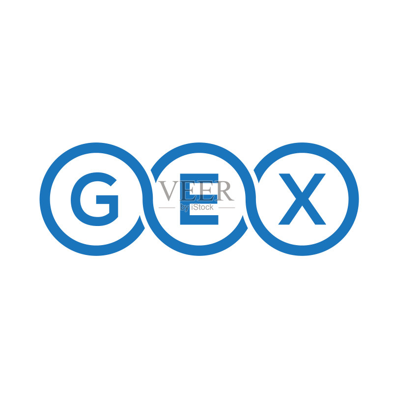 白色背景上的GEX字母标志设计图标素材
