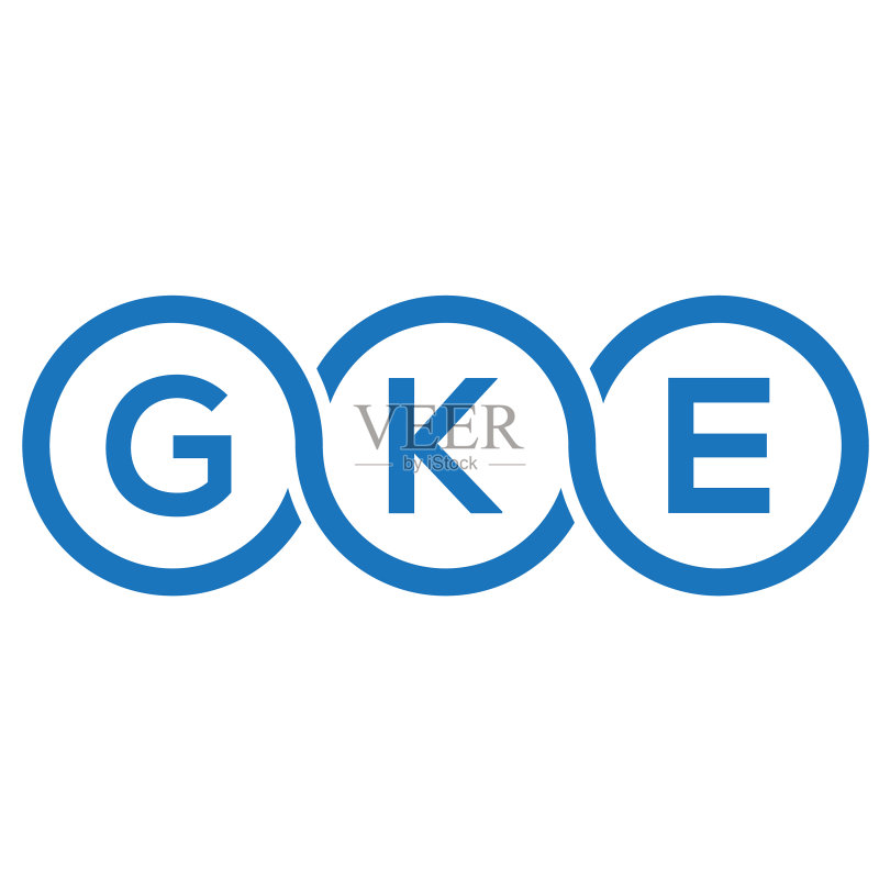 白色背景上的GKE字母标志设计图标素材