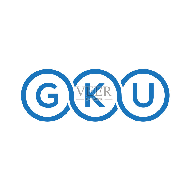 白色背景上的GKU字母标志设计图标素材