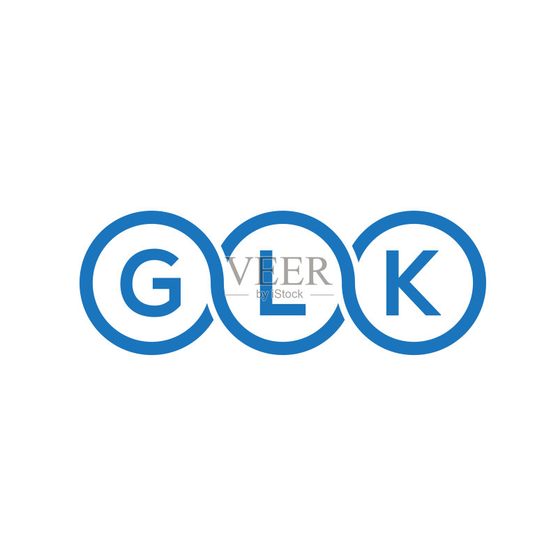 白色背景上的GLK字母logo设计图标素材