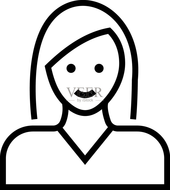 年轻女孩线条图标图标素材