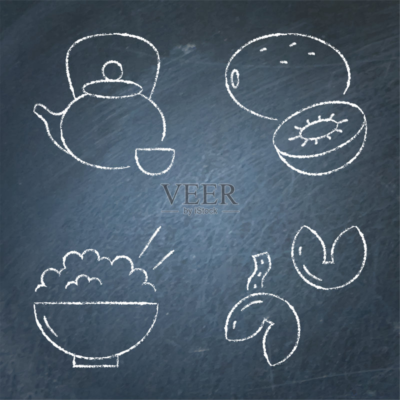 chalkboard上的中国传统美食图标图标素材