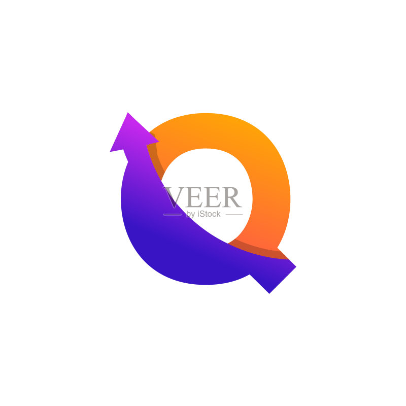 Q首字母箭头向上Logo符号图标素材
