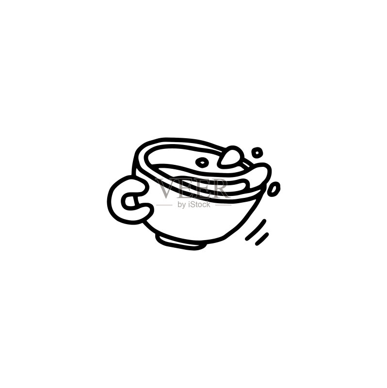 热饮茶或咖啡杯涂鸦图标素材