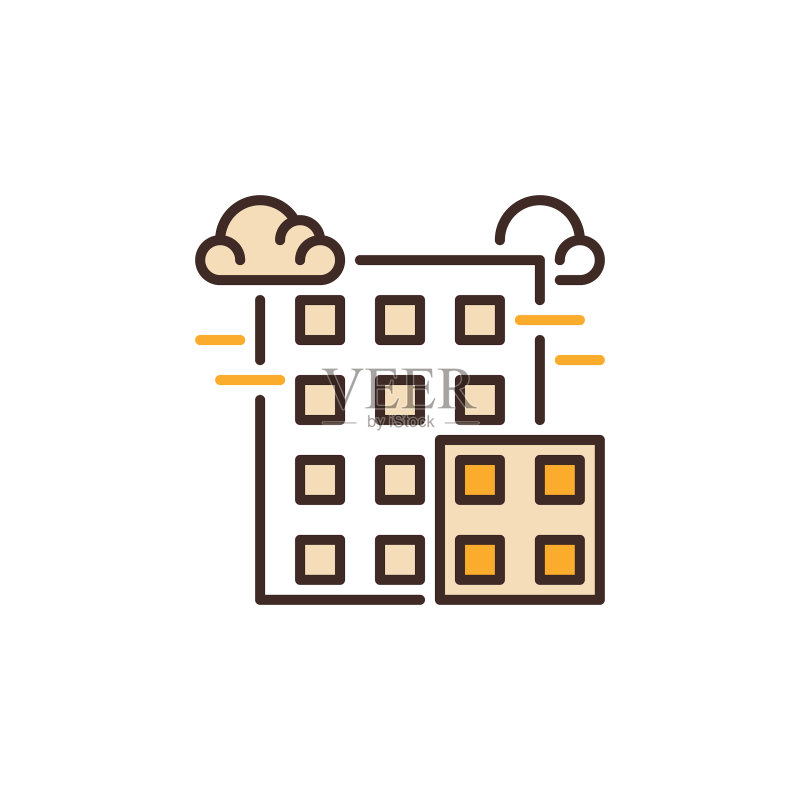 城市建筑概念彩色图标图标素材