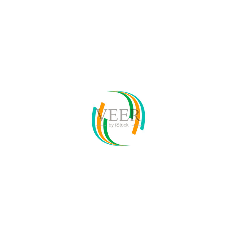 抽象曲线彩色圆形Logo图标素材