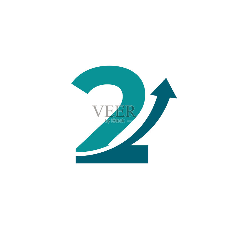 数字2箭头向上标志,适用于公司图标素材