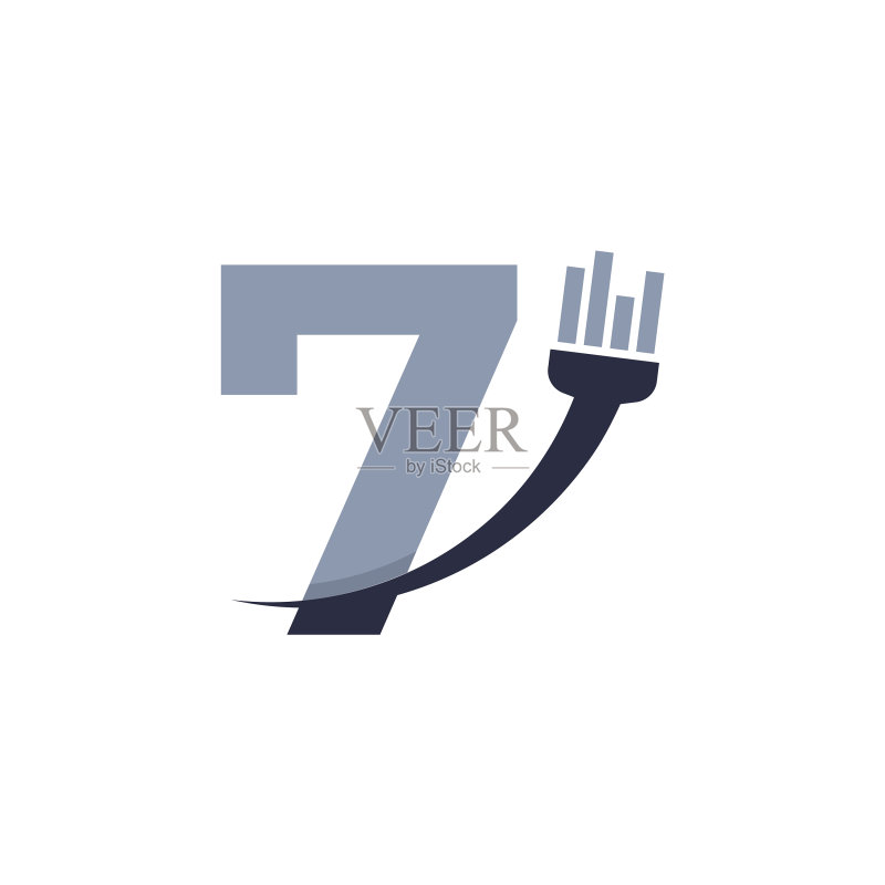数字7画笔颜料简约设计图标素材