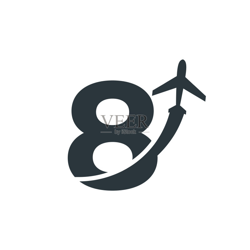 数字8飞机飞行旅行logo设计图标素材