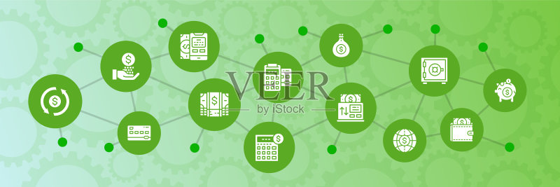 带白色图标的金融银行网页banner图标素材