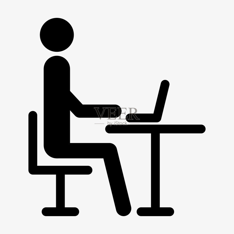 办公室图标:电脑办公的男人图标素材