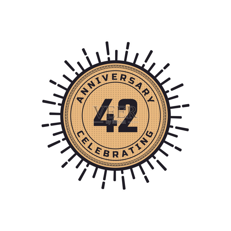 复古42周年纪念庆典图标素材