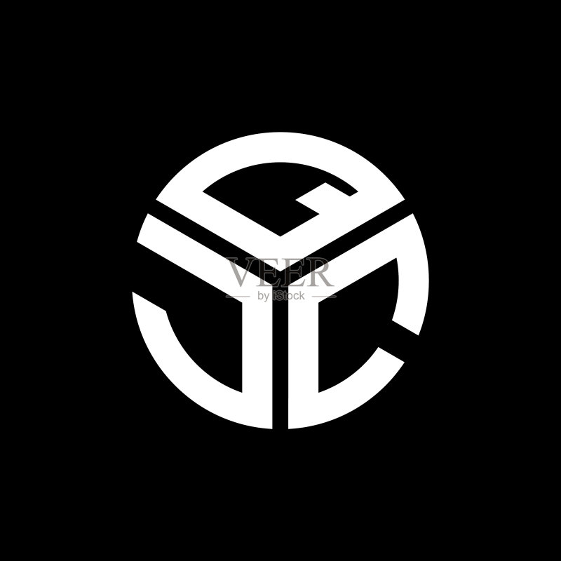 黑色背景上的QJC字母标志设计图标素材