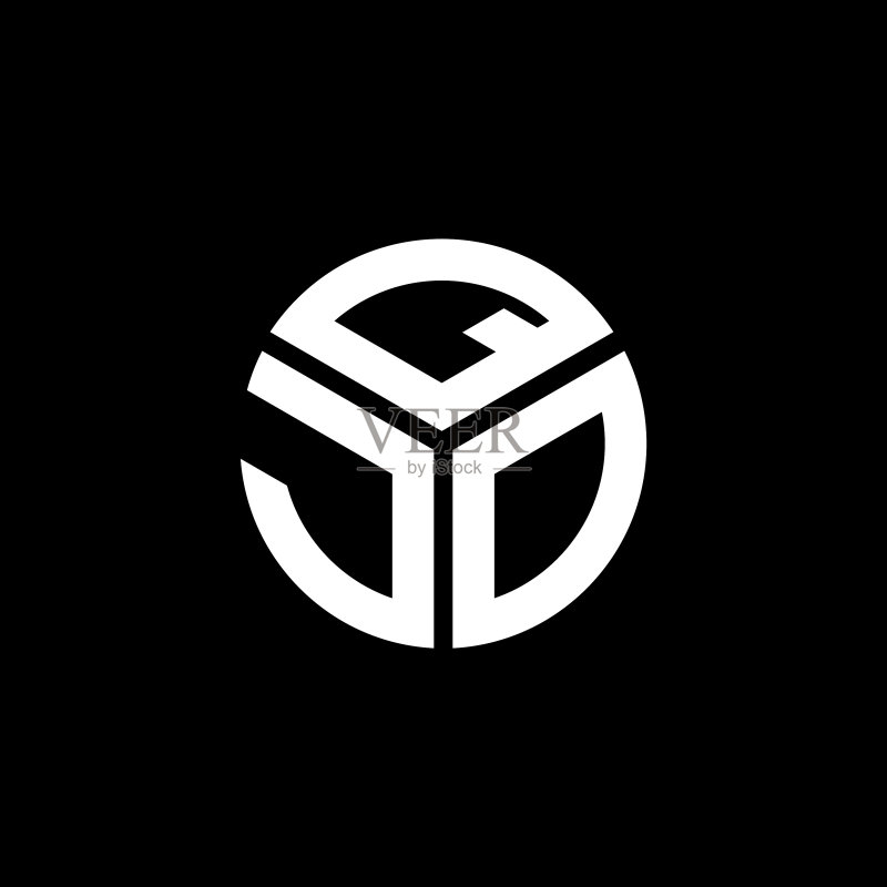 黑色背景QJO字母标志设计图标素材