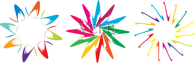 一套圆形径向几何曼荼罗图案图标素材