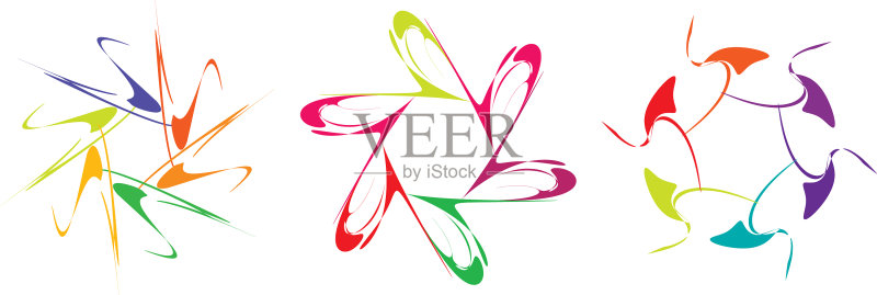 一套圆形径向几何曼荼罗图案图标素材