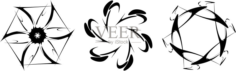 一套圆形径向几何曼荼罗图案图标素材