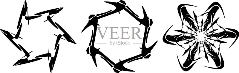 一套圆形径向几何曼荼罗图案图标素材