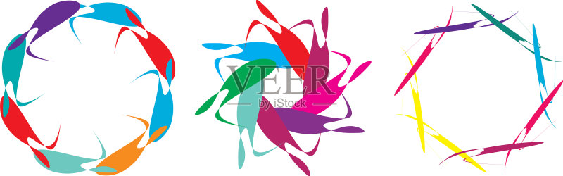 一套圆形径向几何曼荼罗图案图标素材