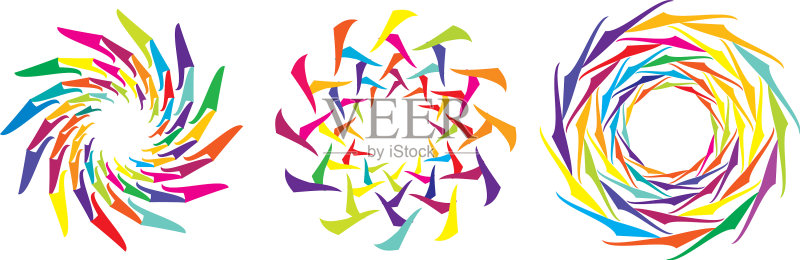 一套圆形径向几何曼荼罗图案图标素材