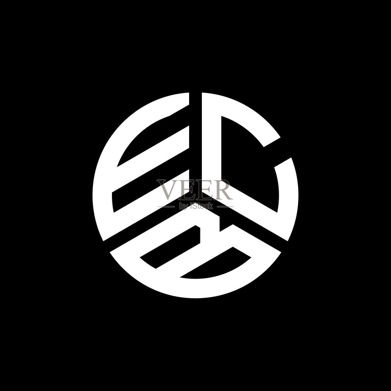 白色背景上的ECB字母标志设计图标素材