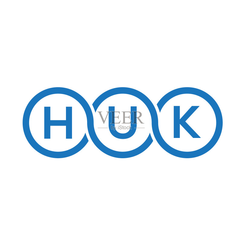 白色背景上的HUK字母标志设计图标素材